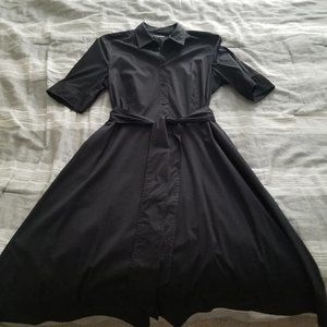 Lauren by Ralph Lauren black elbow sleeve belted shirt dress size 14